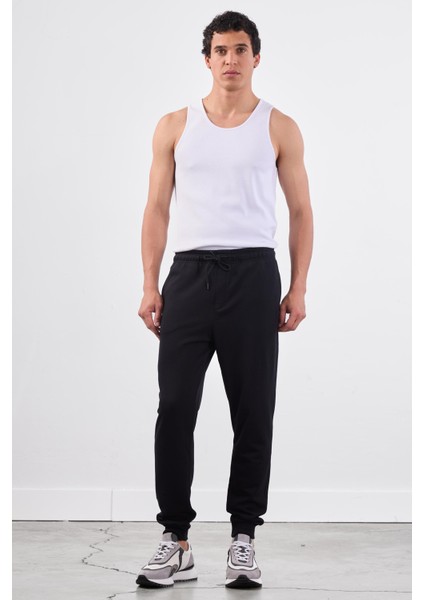 Siyah Bağcıklı Erkek Regular Fit Eşofman Altı
