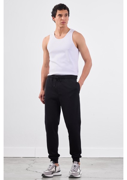 Siyah Bağcıklı Erkek Regular Fit Eşofman Altı fırsatları