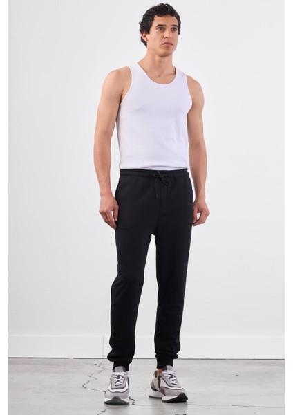 Siyah Bağcıklı Erkek Regular Fit Eşofman Altı indirimleri