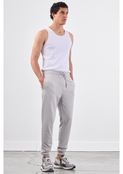 Açık Gri Bağcıklı Erkek Regular Fit Eşofman Altı indirimleri