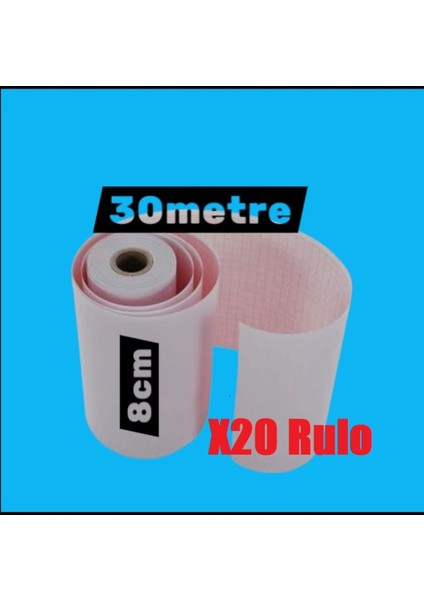 Ecg Ekg Termal Isıya Duyarlı Kalın Gramajlı Ecg Ekg Kağıdı 8cm - 30METRE 20 Adet Rulo