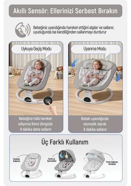 Movibaby Hareket Sensörlü Otomatik Ana Kucağı-Grey indirimleri
