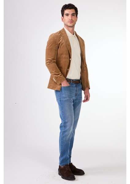 Bej Kadife Torba Cep Slim Fit Erkek Ceket fiyatları