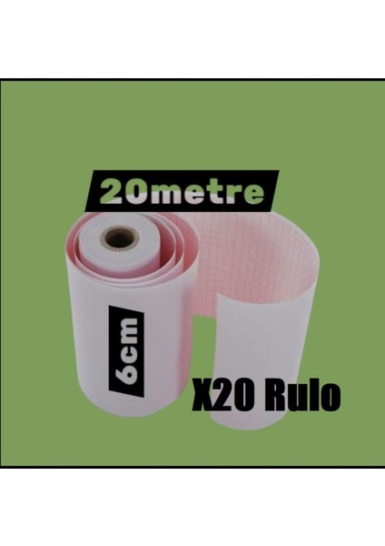 Ecg Ekg Termal Isıya Duyarlı Kalın Gramajlı Ecg Ekg Kağıdı 6cm - 20METRE 20 Adet Rulo