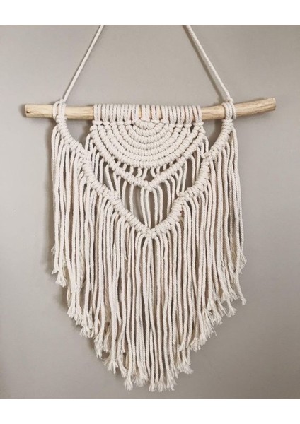 Bej Makrome Duvar Dekoru, Oda, Bahçe ve Balkon Için Şık Süs