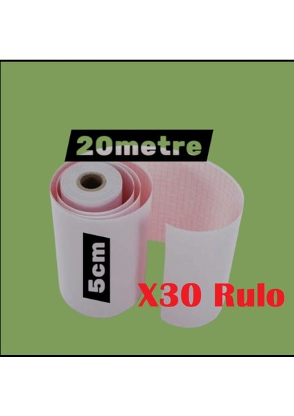 Ecg Ekg Termal Isıya Duyarlı Kalın Gramajlı Ecg Ekg Kağıdı 5cm - 20METRE 30 Adet Rulo