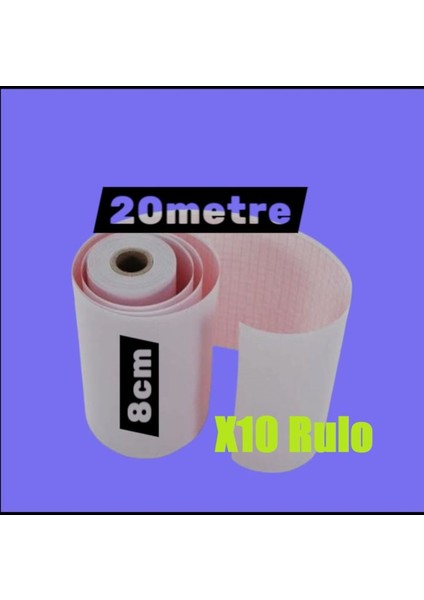 Ecg Ekg Termal Isıya Duyarlı Kalın Gramajlı Ecg Ekg Kağıdı 8cm - 20METRE 10 Adet Rulo