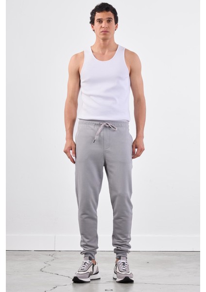 Gri Bağcıklı Erkek Regular Fit Eşofman Altı