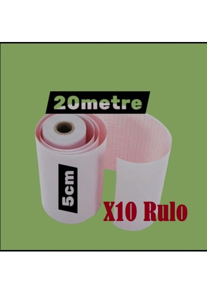 Ecg Ekg Termal Isıya Duyarlı Kalın Gramajlı Ecg Ekg Kağıdı 5cm - 20METRE 10 Adet Rulo