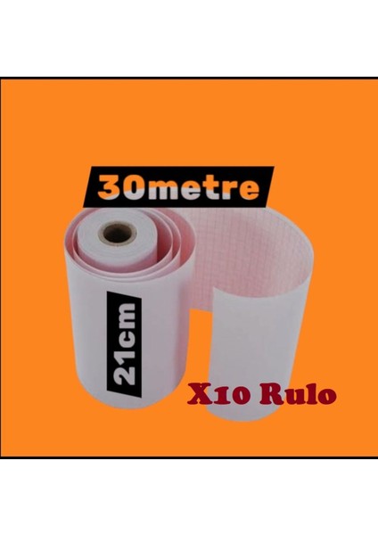 Ecg Ekg Termal Isıya Duyarlı Kalın Gramajlı Ecg Ekg Kağıdı 21CM - 30METRE 10 Adet Rulo