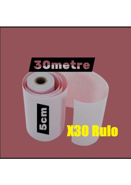 Ecg Ekg Termal Isıya Duyarlı Kalın Gramajlı Ecg Ekg Kağıdı 5cm - 30METRE 30 Adet Rulo