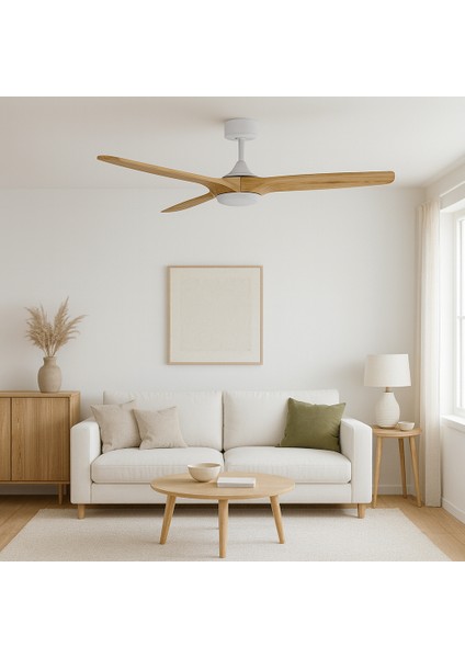 Fethiye Beyaz Aydınlatmalı Uzaktan Kumandalı 132CM Tavan Vantilatörü