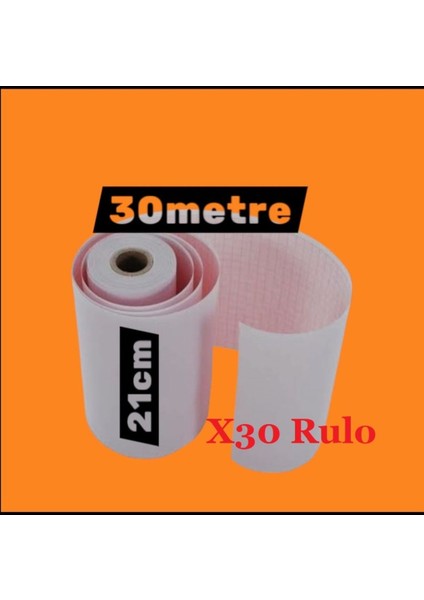 Ecg Ekg Termal Isıya Duyarlı Kalın Gramajlı Ecg Ekg Kağıdı 21CM - 30METRE 30 Adet Rulo