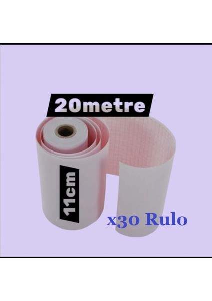 Ecg Ekg Termal Isıya Duyarlı Kalın Gramajlı Ecg Ekg Kağıdı 11CM - 20METRE 30 Adet Rulo