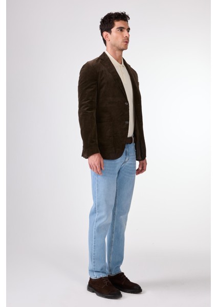 Kahve Kadife Torba Cep Slim Fit Erkek Ceket modelleri