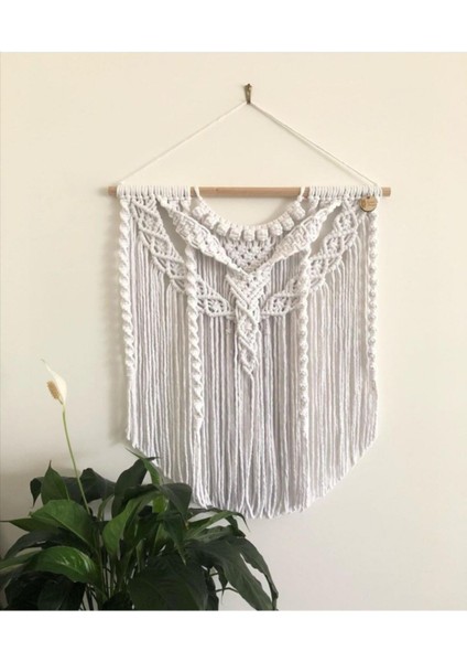 Beyaz Makrome Duvar Dekorasyonu, Şık ve Doğal Ev Süsleri