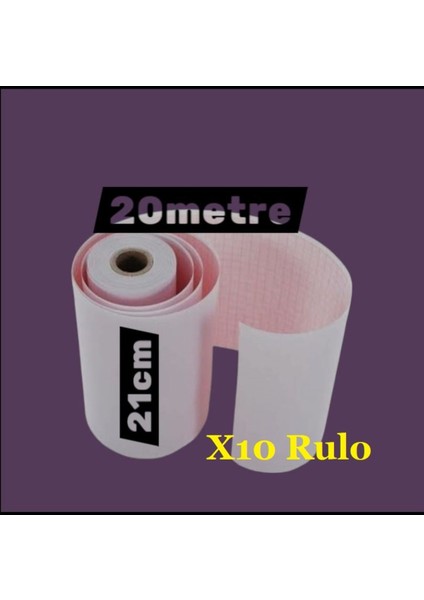 Ecg Ekg Termal Isıya Duyarlı Kalın Gramajlı Ecg Ekg Kağıdı 21CM - 20METRE 10 Adet Rulo