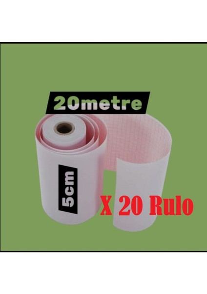 Ecg Ekg Termal Isıya Duyarlı Kalın Gramajlı Ecg Ekg Kağıdı 5cm - 20METRE 20 Adet Rulo