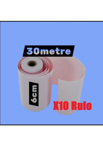 Ecg Ekg Termal Isıya Duyarlı Kalın Gramajlı Ecg Ekg Kağıdı 6cm - 30METRE 10 Adet Rulo