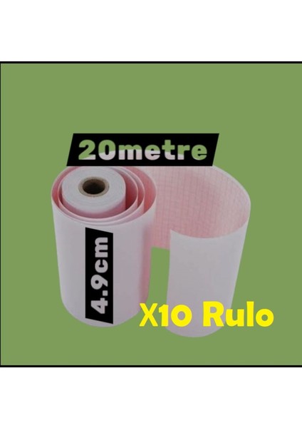 Ecg Ekg Termal Isıya Duyarlı Kalın Gramajlı Ecg Ekg Kağıdı 4,9cm - 20METRE 10 Adet Rulo