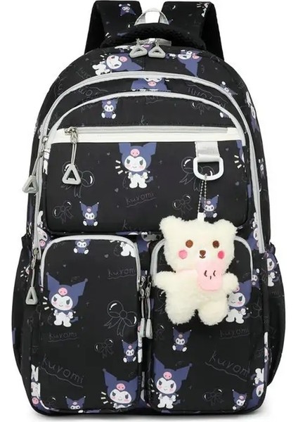 Kawaii Kuromi Backpack Junior Lise Çantası Öğrenci Schoolbag Anime Karikatür Omuz Çantası Kızlar Hediye Rolor: Mor (Yurt Dışından)