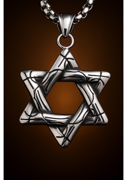 Paslanmaz Çelik Heksagram Davud Yıldız Kolye fiyatları