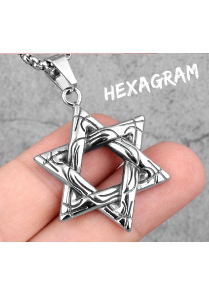 Paslanmaz Çelik Heksagram Davud Yıldız Kolye indirimleri