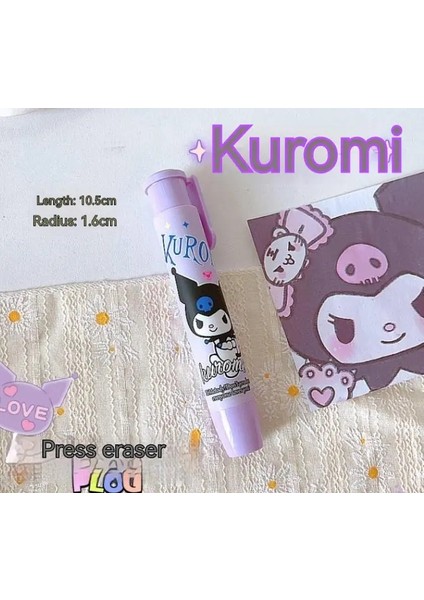 Sanrio 20PCS Press Kalem Silgi Anime Melody Kuromi Karikatür Ları Kırtasiye Temiz ve Tracess Silgi Çocuklar Için Renk: 20 Pcs Mor (Yurt Dışından)