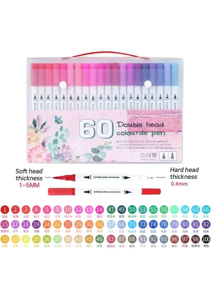 24/48/60/80/100 Renkler Çift Baş Indirilebilir Renk Işaretleyici Sanatçı Korsan Kırtasiye Okulu Malzemeleri Için Sanat Malzemeleri Renk: 60 Renk (Yurt Dışından)