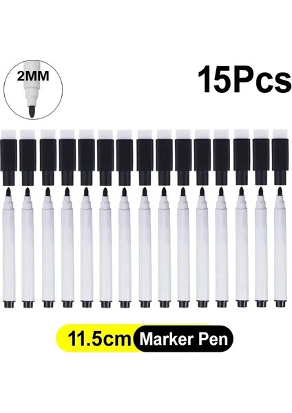 5-50PCS Siyah Marker Pens Manyetik Beyaz Tahta Kuru Sil Penler Silgi ile Inşa Edilmiş Kapak Ofis Okul Kırtasiye Yazma Araçları Renk: 15 Pcs (Yurt Dışından)