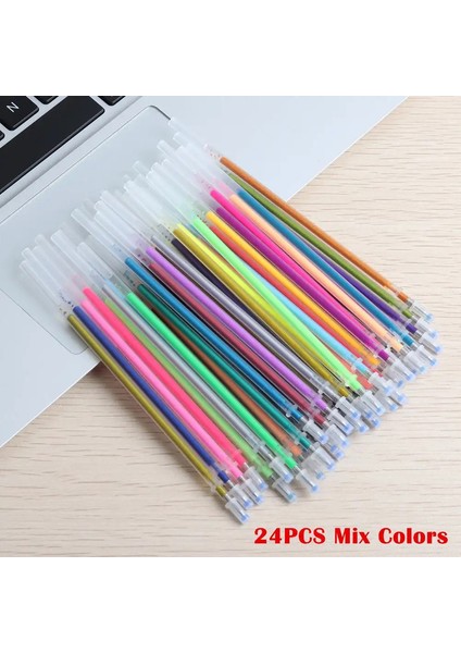 12/24/36/48 Renkler Flash Jel Kalem Vurgu Sevimli Şeker Renk Graffiti Sanat Tedarik Rengi Boyama Çocuklar Için Tam Parçalanma Doldurma: 24 Pcs Mix Renk (Yurt Dışından)