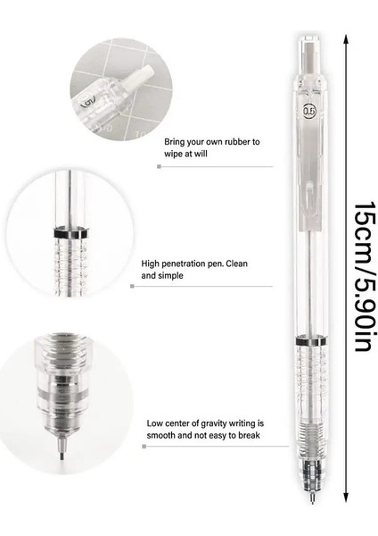 Yüksek Kaliteli 0.5mm/0.7mm Mekanik Kalem Kırtasiye Şeffaf Çizim Özel Pencil Plastik Pencil Ofis Okul Rolü: 0.7mm (Yurt Dışından)
