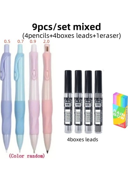Yaratıcı 0.5/0.7/0.9/2.0mm Kavrama Mekanik Kalem Değiştirilebilir Kurşunlar ile Sanat Eskiz Boya Yazma Okul Kırtasiye Malzemeleri Renk: Karışık Set (Yurt Dışından)