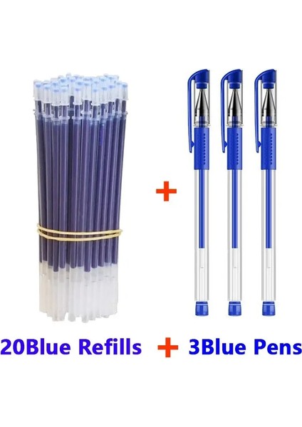 10/12/23/50 Pcsgel Kalem Kalem Seti Okul Malzemeleri Mavi Siyah Mürekkep Rengi 0.5mm Tükenme Doldurma Seti Öğrenciler Okul Ofisi Kırtasiye Kolu: MAVI-23PCS/MÜREKKEP Rengi: Mermi Ucu (Yurt Dışından)