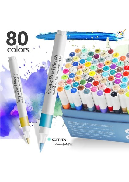 12/24 Renkler Yumuşak Başlı Farklı Renk Akrilik Marker Kalemi, Renk Sanat Graffiti Kalemi, Su Geçirmez, Opak, Su Bazlı Yumuşak Başlı Renk: 80 Renk (Yurt Dışından)
