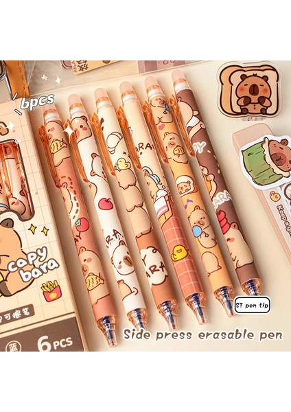 6 Adet Sevimli Capya Jel Kalemler Kawaii Kalem Seti Hızlı Kuruyan Mavi Silinebilir Kalemler Ofis Okul Malzemeleri Kawaii Estetik Kırtasiye (Yurt Dışından)