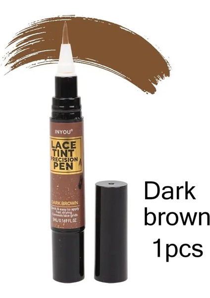 Dantel Tonu Kalem Renkli Dantel Para Precison Parting Kalem Siyah Orta Koyu Açık Kahverengi 5ml 0.17OZ - Fırça ile Peruk Dantel Tonu Uygulama: 1 Pcs Koyu Kahverengi (Yurt Dışından)