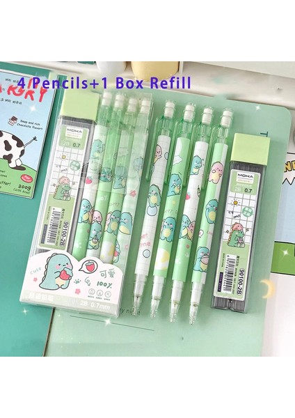 5pcs Otomatik Kalem Sevimli Mekanik 0.5mm Kalem Seti Yatırma ile Geri Çekilebilir Kalem Okulu Çocuk Kırtasiye Ofisi Malzemeleri Maddeler: Yeşil Set (Yurt Dışından)