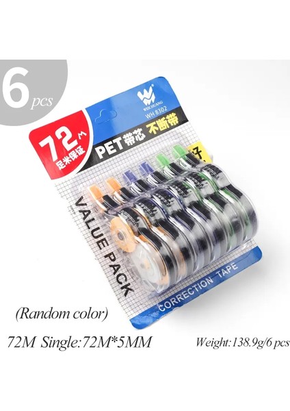 6pcs/set Okul Düzeltme Bant Silindir Basit Ofis Malzemeleri Kırtasiye Beyaz Çıkartma Bant Öğrencisi 150M Hata Silgi Bant Kitap Boyası: 6pcs 12M (Yurt Dışından)