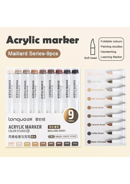 Akrilik Boya Işaretçisi Seti Dilo 144 Renk Sanat Markerları Boyama Taş Disk Kart Ayakkabı Cam Sanat Malzemeleri Renk: 9 Renkler D (Yurt Dışından)