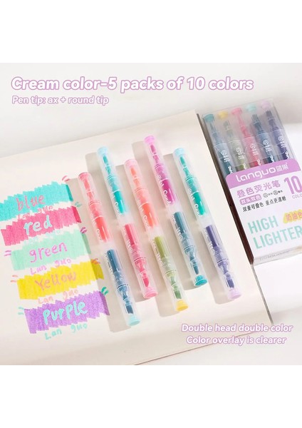 Kawaii Çift Başlı Yığılmış Floresan Işaretleyici Kalem Makarna Renk Sistemi Kore Kırtasiye Öğrencileri Için Önemli Madde Işaretleme Renk: Krem (Yurt Dışından)
