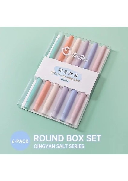 6pcs/set Pastel Renk Işaretleyici Vurgulayıcı Kalem Sevimli Kırtasiye Sevimli Okul Malzemeleri Kawaii Kırtasiye Geri Okul Malzemeleri Hediye Color: Yuvarlak Şekil Seti B (Yurt Dışından)