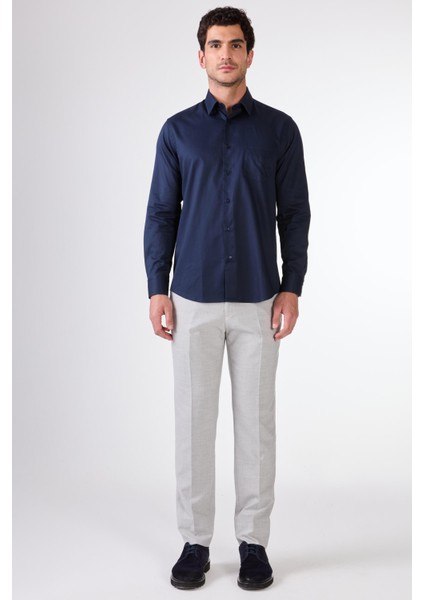 Lacivert Erkek Slim Fit Klasik Yaka Uzun Kol Gömlek modelleri