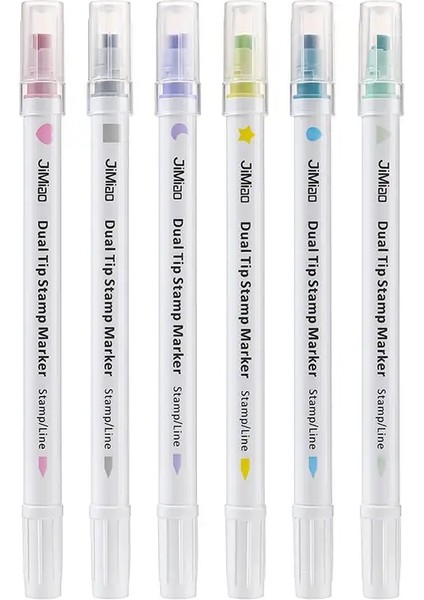 6 Renk Damgası Çift Başlı Sanat Işaretleri Vurgulayıcı Kalem Yıldızı/kalp/ay/drop/kare Scrapbook Diary Poster Noel Kartcolor: 6 Renk (Yurt Dışından)