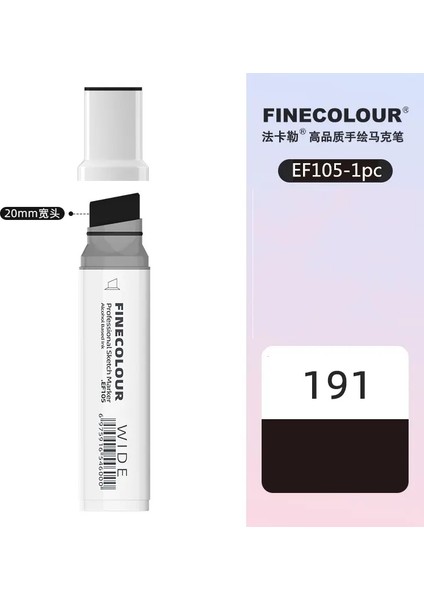 Finecolour 20MM Genişliğinde Işaretler Alkol Hattı Eskiz Sanat Işaretleri Kalem Çizim Okulu Sanat Malzemeleri EF105COLOR: Siyah 191 (Yurt Dışından)
