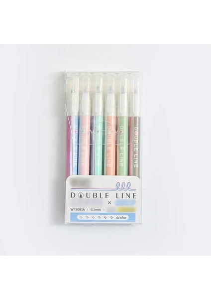 6pcs 2 Çizgiler Renkli Işaretçi Kalemleri Jel Pens Pigment Astarı Vurgulayıcı Diy Çizim Boyama Graffiti Pen Kawaii Stationerycolor: 6pcs (Yurt Dışından)