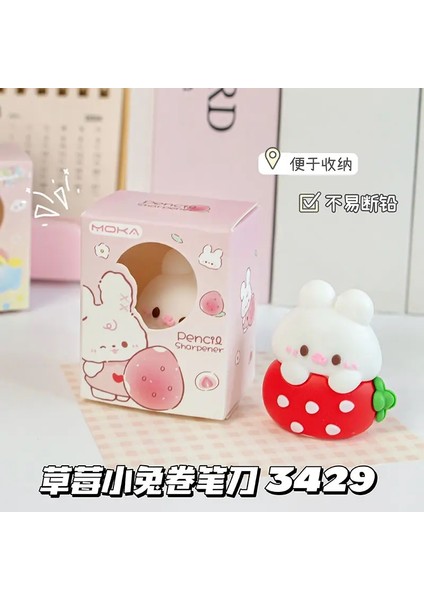 Yaratıcı Karikatür Kalem Kalem Kesme Araçları Kawaii Okul Malzemeleri Çocuklar Için Sevimli Kırtasiye Öğrencisi Okula Geri: Çilek Tavşanı (Yurt Dışından)