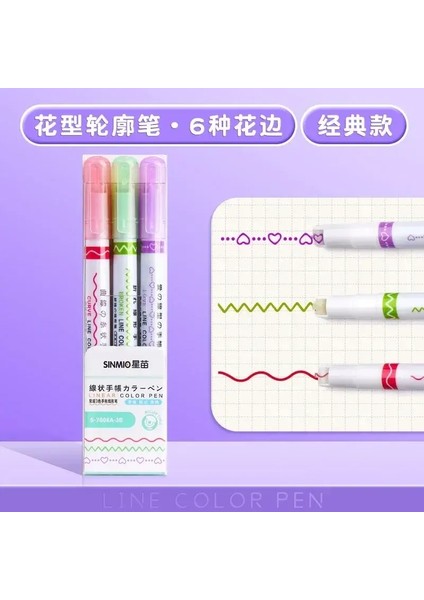 3/6/8 Pcs Hat Şekilli Vurgulayıcı Uç Eğrisi Liner Işaretleyici Kalem Kawaii Grafiti Kalem Kore Kırtasiye Okulu Ofis Malzemeleri: 3 Pc Set C C C (Yurt Dışından)