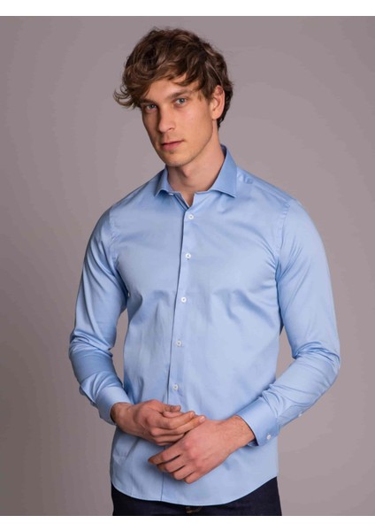 Mavi Erkek Slim Fit Düz Gömlek-DU2999011001A modelleri