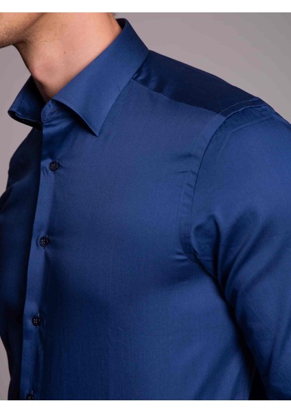 İndigo Erkek Slim Fit Düz Gömlek-DU2999011001A fiyatları